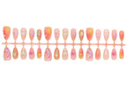 Press-On Nail Set Reusable Floral Design & Sparkling Accents