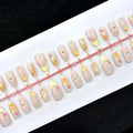 Press-On Nail Set Reusable Floral & Gem Accents