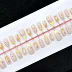 Press-On Nail Set Reusable Floral & Gem Accents