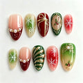 Press-On Nail Set Reusable Holiday Snowflake & Pearl
