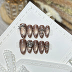 Press-On Nail Set Reusable Intricate Patterns Natural Look