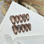 Press-On Nail Set Reusable Intricate Patterns Natural Look