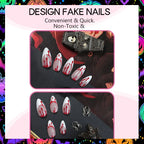 Press-On Nail Set Reusable Multiple Sizes Red Drop Design