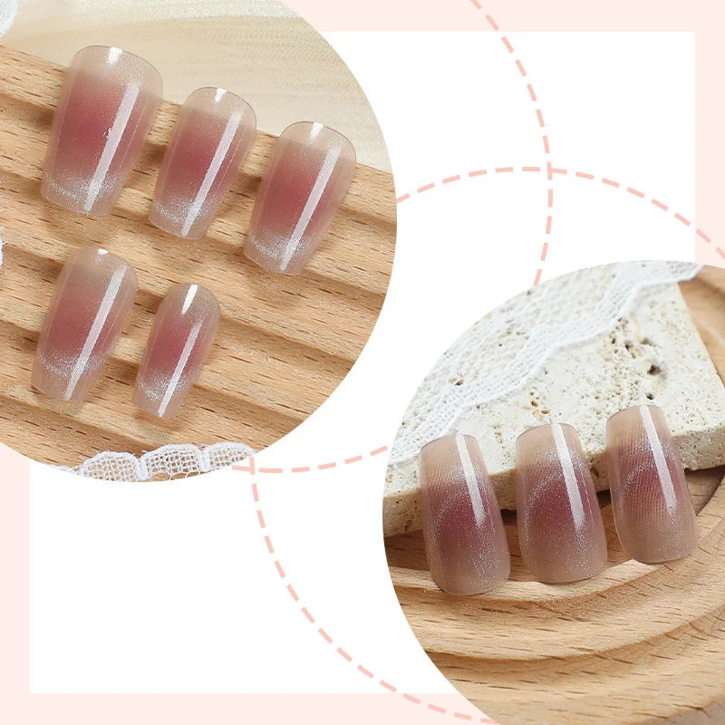 Press-On Nail Set Reusable Ombre Pink To White