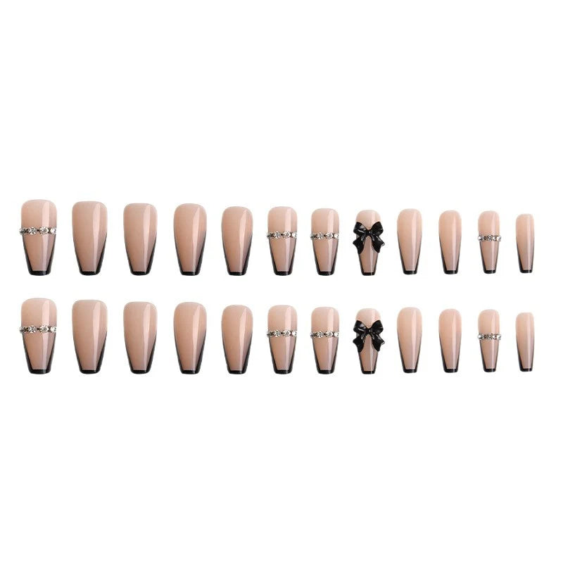 Press-On Nail Set Reusable Pastel Shades & Rhinestones