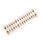 Press-On Nail Set Reusable Peach & Green Polka Dot