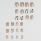 Press-On Nail Set Reusable Rhinestone Nude Multiple Sizes