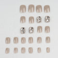 Press-On Nail Set Reusable Rhinestone Nude Multiple Sizes