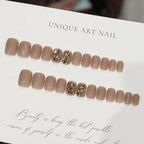 Press-On Nail Set Reusable Rhinestone Nude Multiple Sizes