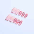 Press-On Nail Set Reusable Rhinestones & Bows