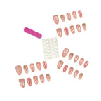 Press-On Nail Set Reusable Shell & Floral Gold Accents