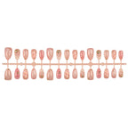Press-On Nail Set Reusable Shell & Floral Gold Accents