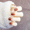 Press-On Nail Set Rhinestone Accent Glossy Finish