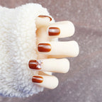 Press-On Nail Set Rhinestone Accent Glossy Finish
