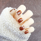 Press-On Nail Set Rhinestone Accent Glossy Finish