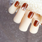 Press-On Nail Set Rhinestone Accent Glossy Finish