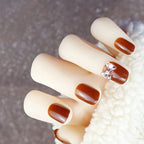 Press-On Nail Set Rhinestone Accent Glossy Finish
