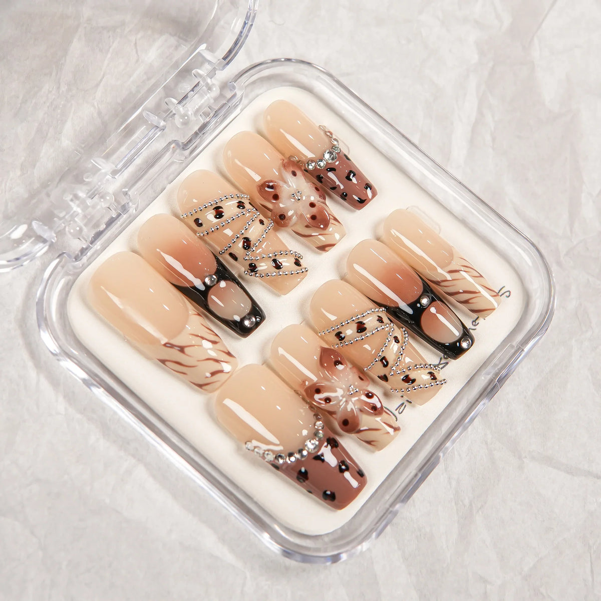 Press-On Nail Set Rhinestone Accent & Self-Adhesive