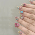 Press-On Nail Set Rhinestone Accent & Tool-Free Application