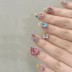 Press-On Nail Set Rhinestone Accent & Tool-Free Application