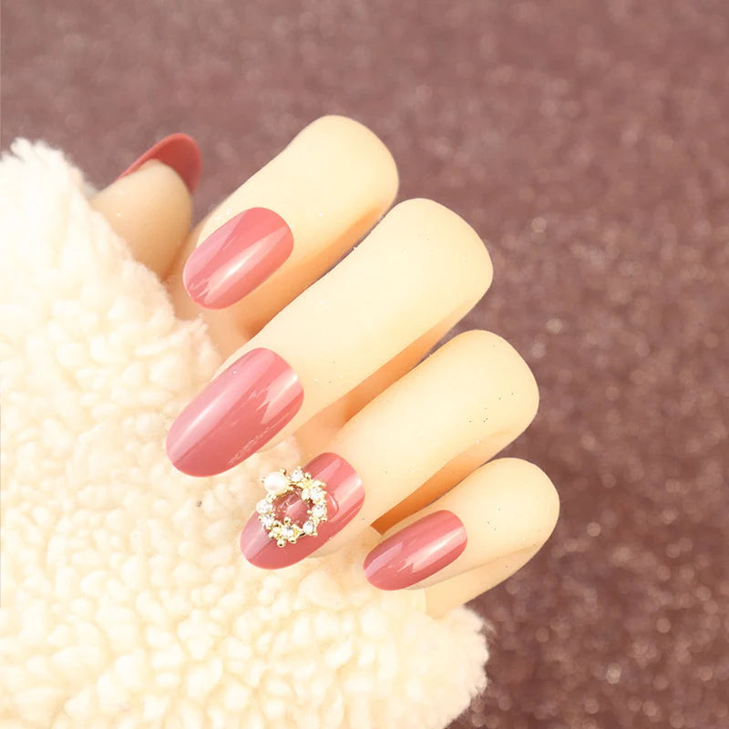 Press-On Nail Set Rhinestone-Accented Multiple Sizes & Easy Application