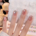Press-On Nail Set Rhinestone Accents Adhesive Tabs & Reusable