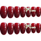 Press-On Nail Set Rhinestone Accents Easy Application