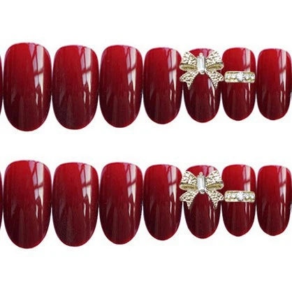Press-On Nail Set Rhinestone Accents Easy Application