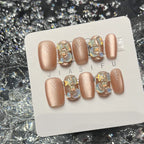 Press-On Nail Set Rhinestone Accents & Easy Application
