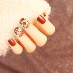 Press-On Nail Set Rhinestone Accents Easy Application
