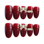 Press-On Nail Set Rhinestone Accents Easy Application