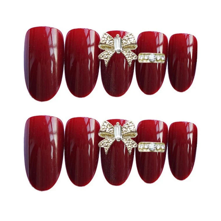 Press-On Nail Set Rhinestone Accents Easy Application