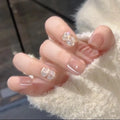 Press-On Nail Set Rhinestone Accents & Easy Application