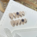 Press-On Nail Set Rhinestone Accents Gel Finish & Reusable