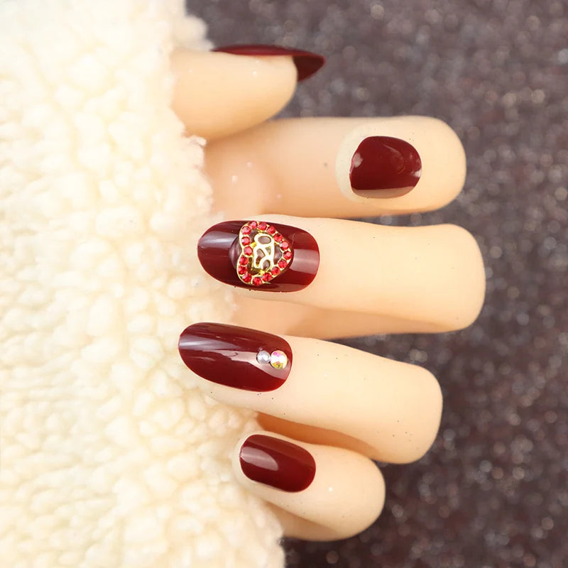 Press-On Nail Set Rhinestone Accents & Glue-Free