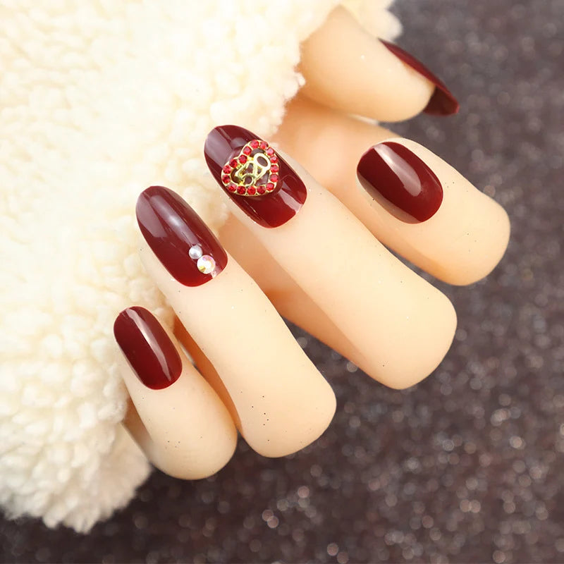 Press-On Nail Set Rhinestone Accents & Glue-Free