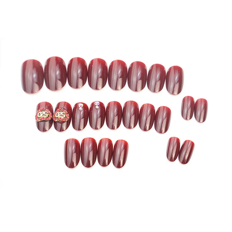 Press-On Nail Set Rhinestone Accents & Glue-Free