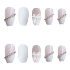 Press-On Nail Set Rhinestone Accents Glue-On & Reusable