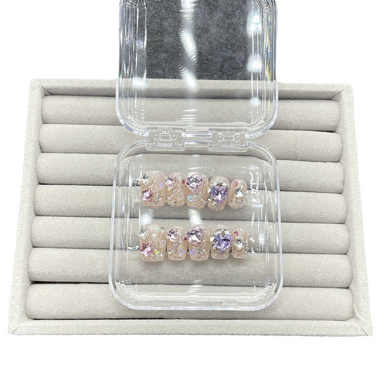 Press-On Nail Set Rhinestone Accents Reusable & Comfortable Fit
