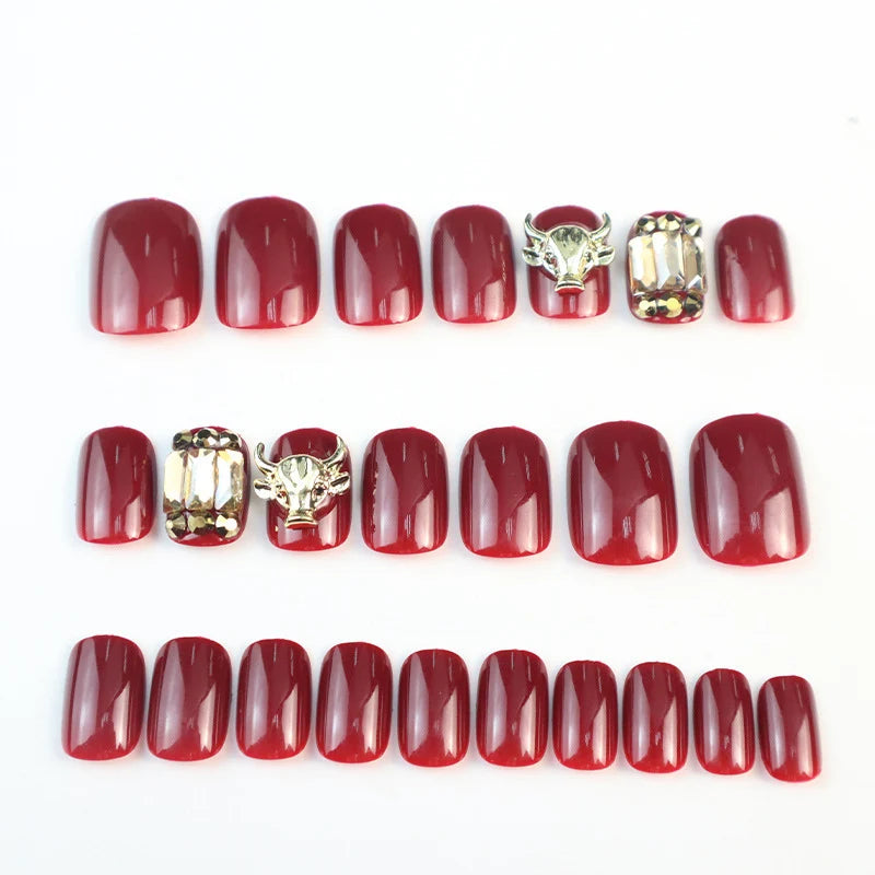 Press-On Nail Set Rhinestone Accents Self-Adhesive & Reusable