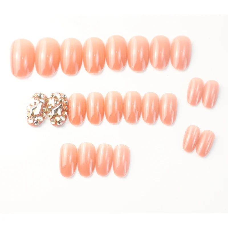 Press-On Nail Set Rhinestone Accents Strong Adhesive