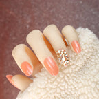 Press-On Nail Set Rhinestone Accents Strong Adhesive