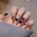 Press-On Nail Set Rhinestone & Bow Accents Reusable