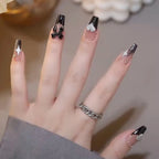 Press-On Nail Set Rhinestone & Bow Accents Reusable