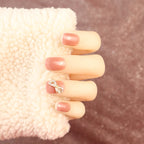 Press-On Nail Set Rhinestone Bow Comfort Fit