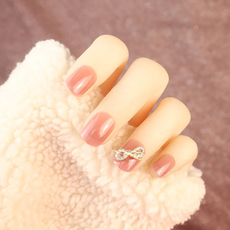 Press-On Nail Set Rhinestone Bow Comfort Fit
