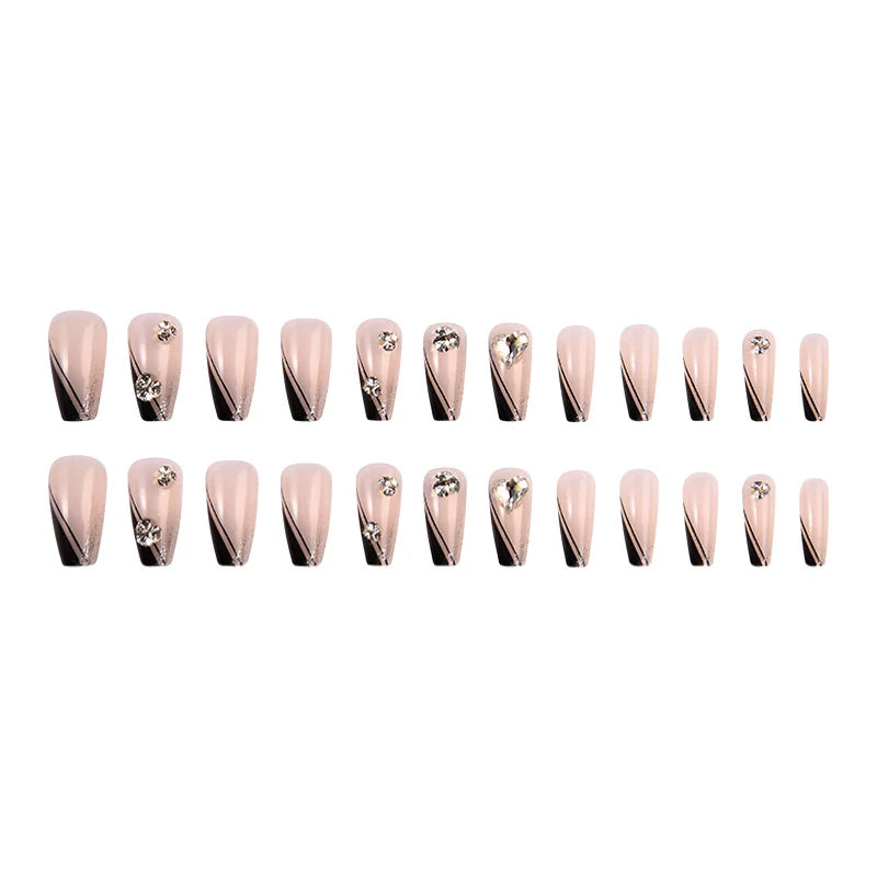 Press-On Nail Set Rhinestone & Crystal Accents Easy-Apply Adhesive