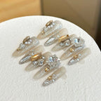 Press-On Nail Set Rhinestone Embellished Acrylic Reusable
