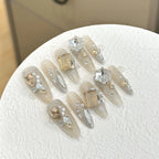 Press-On Nail Set Rhinestone Embellished Acrylic Reusable