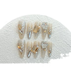 Press-On Nail Set Rhinestone Embellished Acrylic Reusable